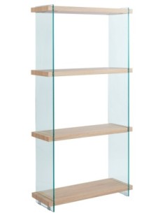 Estantería OSIRIS NEW, madera, cristal templado, 84x30x165 cms
