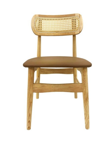 Silla CÁUCASO, madera, rejilla, similpiel marrón