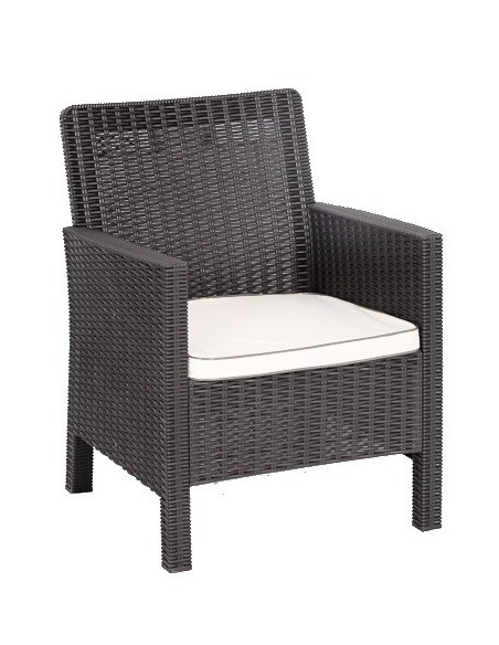 Sillón ADRIATICO, polipropileno marrón chocolate, cojín beige