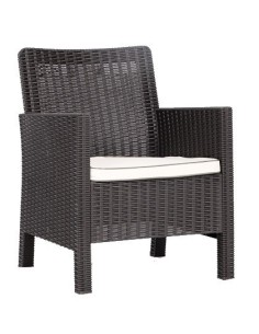 Sillón ADRIATICO, polipropileno marrón chocolate, cojín beige 2