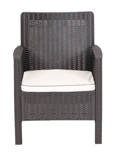 Sillón ADRIATICO, polipropileno marrón chocolate, cojín beige