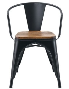 Sillón TOL EK WOOD, acero, negro, asiento madera 2