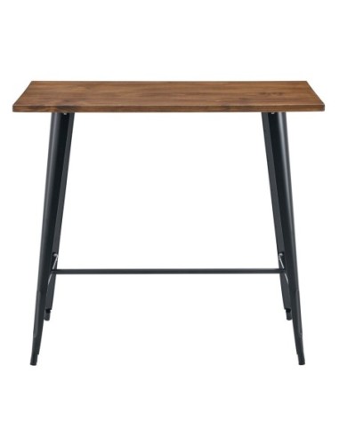 Mesa TOL EK WOOD, alta, acero, madera, negra, 120x60 cms