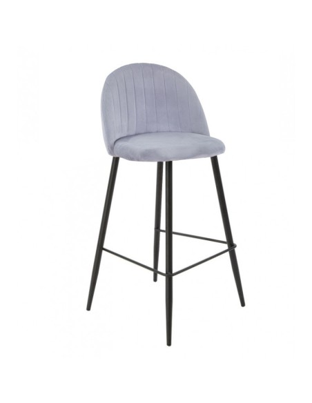 Taburete ORUSA, metal negro, tapizado velvet gris