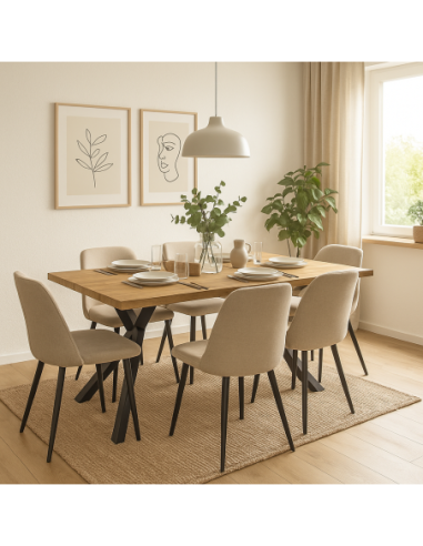 Mesa OLITE 180RT, metal, madera, 180 x 90 cms