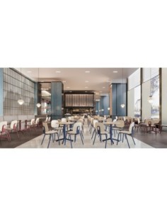 Mesa COLMAR, azul, tapa de contrachapado revestido con HPL, color natural, 70 x 70 cms 2