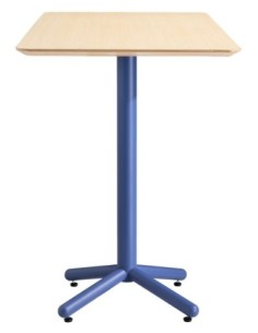 Mesa COLMAR, alta, azul, tapa de contrachapado revestido con HPL, color natural, 70 x 70 cms