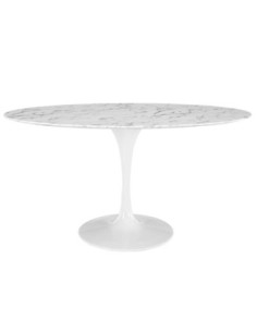 Mesa TUL, oval, fibra de vidrio, mármol blanco 160x90 cms