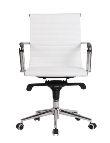 Sillón de oficina ROTERDAM, giratorio, similpiel blanca