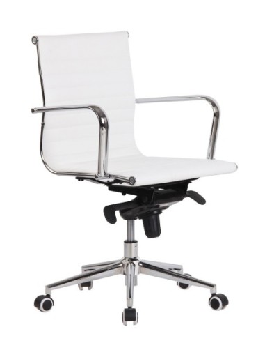 Sillón de oficina ROTERDAM, giratorio, similpiel blanca
