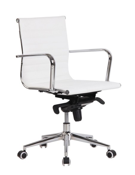 Sillón de oficina ROTERDAM, giratorio, similpiel blanca