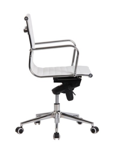 Sillón de oficina ROTERDAM, giratorio, similpiel blanca