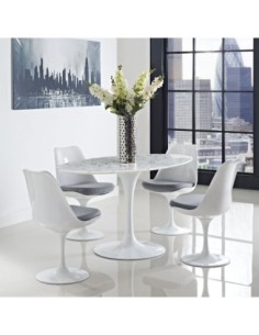 Mesa TUL, oval, fibra de vidrio, mármol blanco 160x90 cms 2