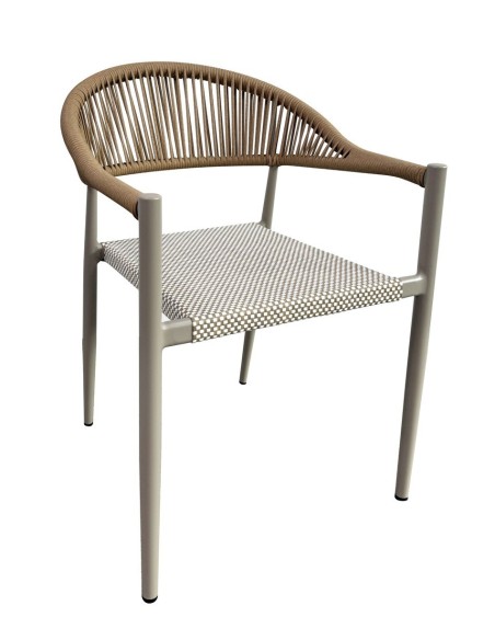 Sillón MÓNACO, apilable, aluminio, ratán y teslin