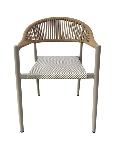 Sillón MÓNACO, apilable, aluminio, ratán y teslin