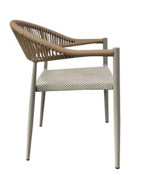 Sillón MÓNACO, apilable, aluminio, ratán y teslin