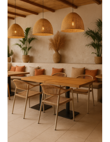 Sillón MÓNACO, apilable, aluminio, ratán y teslin