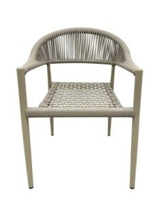 Sillón CANNES, apilable, aluminio, asiento y respaldo de cuerda beige 2