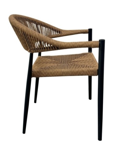 Sillón RIVIERA, apilable, aluminio, ratán marrón