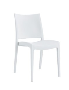 Silla CAPRI, apilable, tratamiento anti UV, polipropileno blanco