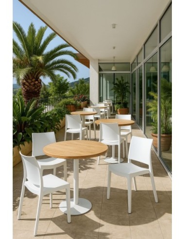 Silla CAPRI, apilable, tratamiento anti UV, polipropileno blanco