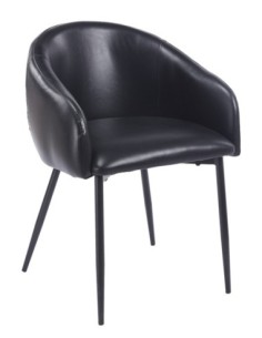 Sillón PELAYO, metal, similpiel vintage negra