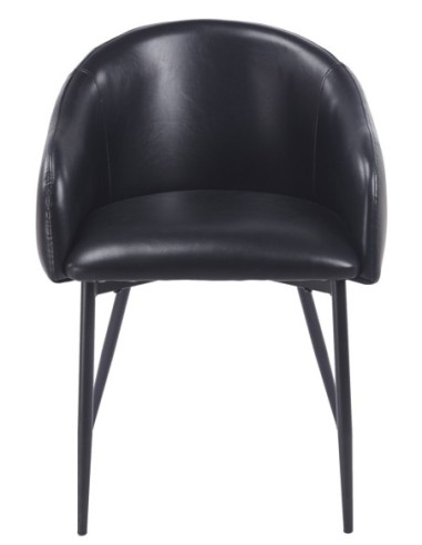 Sillón PELAYO, metal, similpiel vintage negra