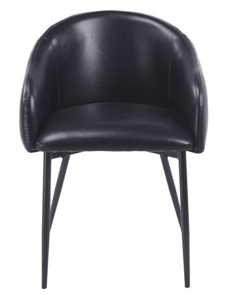 Sillón PELAYO, metal, similpiel vintage negra