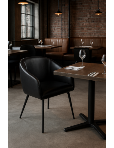 Sillón PELAYO, metal, similpiel vintage negra