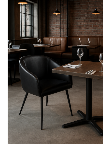 Sillón PELAYO, metal, similpiel vintage negra