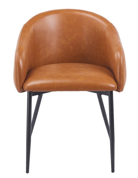 Sillón PELAYO, metal, similpiel vintage marrón