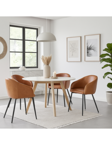 Sillón PELAYO, metal, similpiel vintage marrón