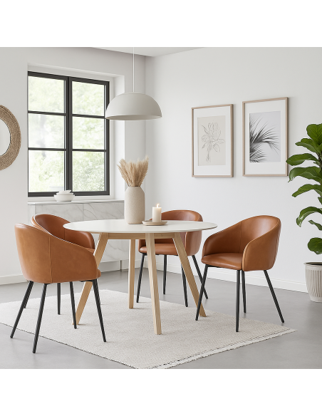 Sillón PELAYO, metal, similpiel vintage marrón