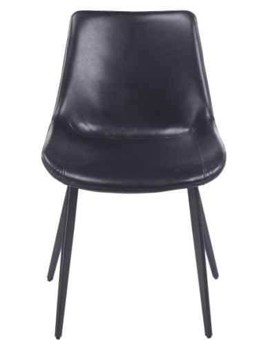 Silla MADRIGAL, metal, similpiel vintage negra