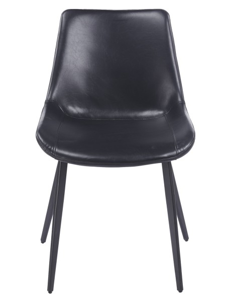 Silla MADRIGAL, metal, similpiel vintage negra