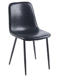 Silla PEÑAFIEL, metal, similpiel vintage negra 2