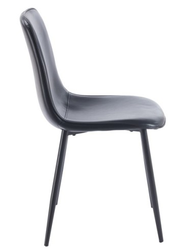 Silla PEÑAFIEL, metal, similpiel vintage negra