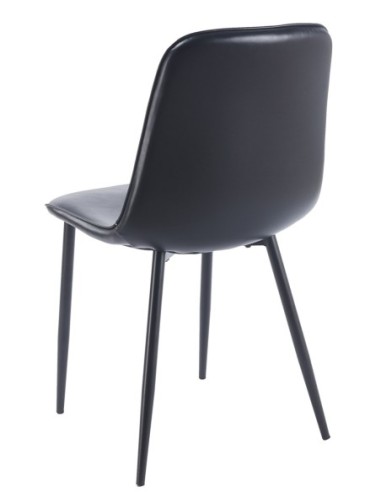 Silla PEÑAFIEL, metal, similpiel vintage negra