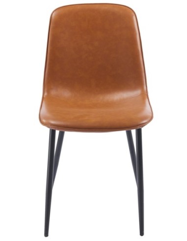 Silla PEÑAFIEL, metal, similpiel vintage marrón