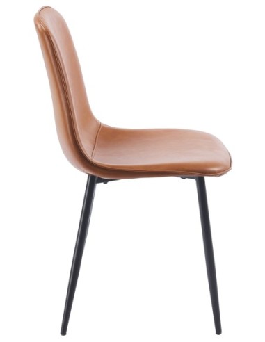 Silla PEÑAFIEL, metal, similpiel vintage marrón