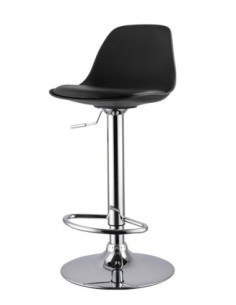 Taburete TOW RG, cromado, polipropileno y cojín negro