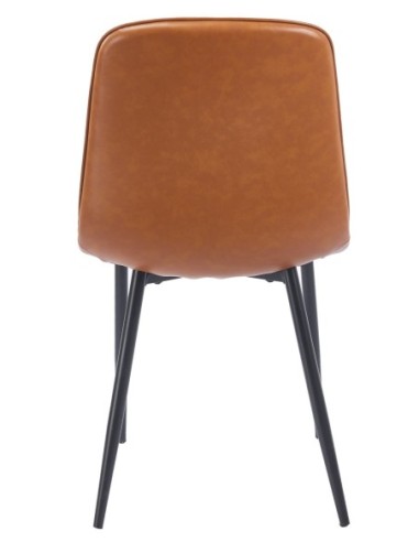 Silla PEÑAFIEL, metal, similpiel vintage marrón