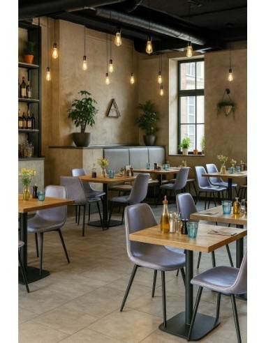 Silla PEÑAFIEL, metal, similpiel vintage gris