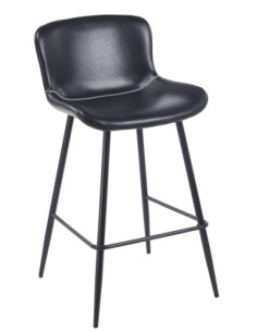 Taburete SAMPER, metal, similpiel vintage negra