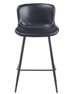 Taburete SAMPER, metal, similpiel vintage negra 2