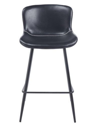 Taburete SAMPER, metal, similpiel vintage negra