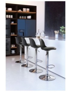 Taburete TOW RG, cromado, polipropileno y cojín negro 2