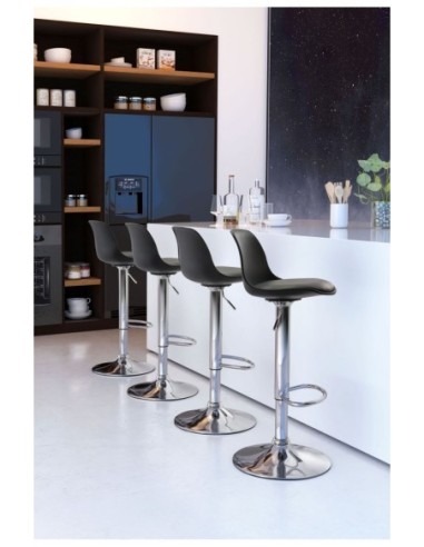 Taburete TOW RG, cromado, polipropileno y cojín negro