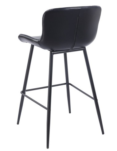 Taburete SAMPER, metal, similpiel vintage negra