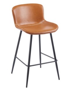 Taburete SAMPER, metal, similpiel vintage marrón
